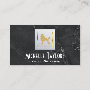 Golden Pudel Luxury Grooming Black Marble Visitkort