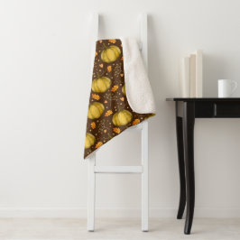 Golden Pumpkins Sherpa Blanket