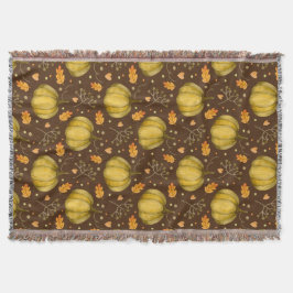 Golden Pumpkins Throw Blanket Filt