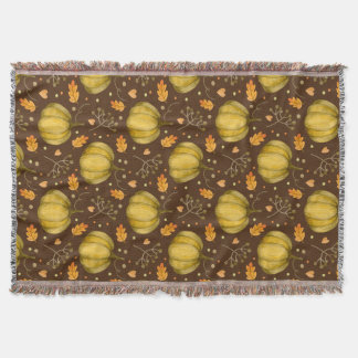 Golden Pumpkins Throw Blanket Filt