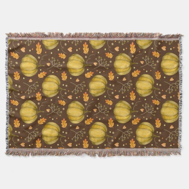 Golden Pumpkins Throw Blanket Filt (Framsidan)