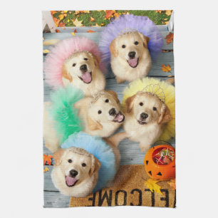 Golden Puppies Trick eller behandling Kökshandduk