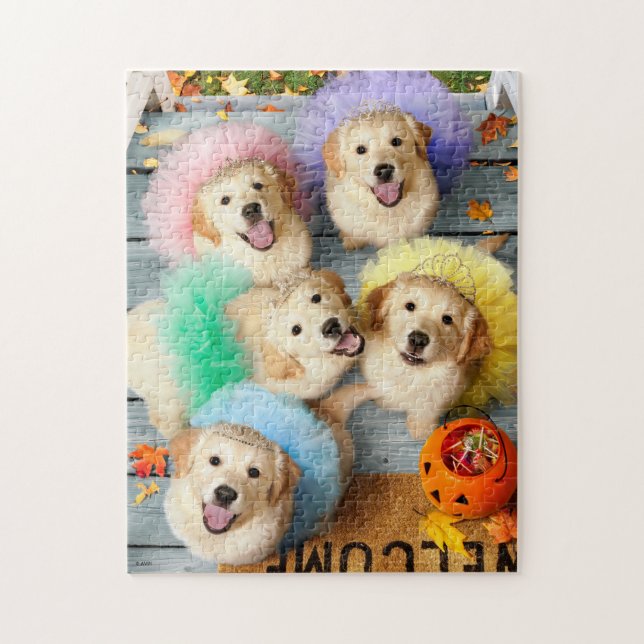 Golden Puppies Trick eller behandling Pussel (Vertikal)