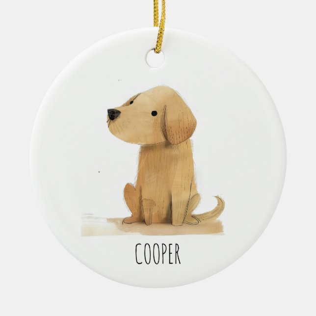 Golden Puppy Julgransprydnad Keramik (Framsidan)