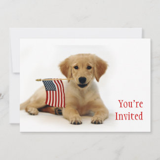 Golden Puppy och amerikansk Flagga Inbjudningar