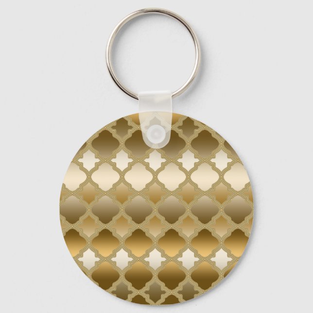 Golden Quatrefoil Moroccan Lattice Mönster Nyckelring (Framsida)