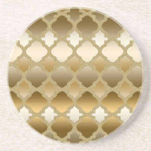Golden Quatrefoil Moroccan Lattice Mönster Underlägg