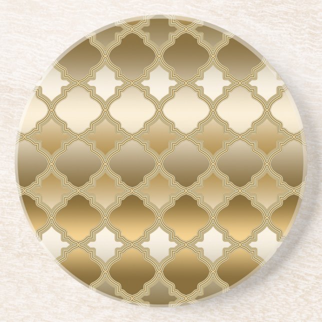 Golden Quatrefoil Moroccan Lattice Mönster Underlägg (Framsidan)