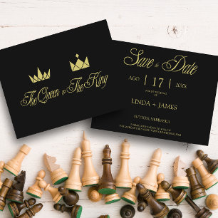 Golden Queen & Kung Krona för Bröllop Anteckningskort