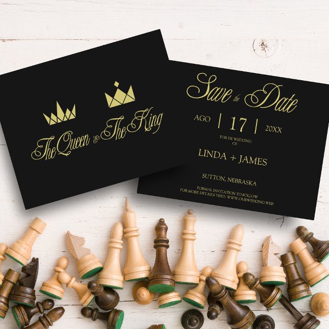 Golden Queen & Kung Krona för Bröllop Anteckningskort (Skapare uppladdad)