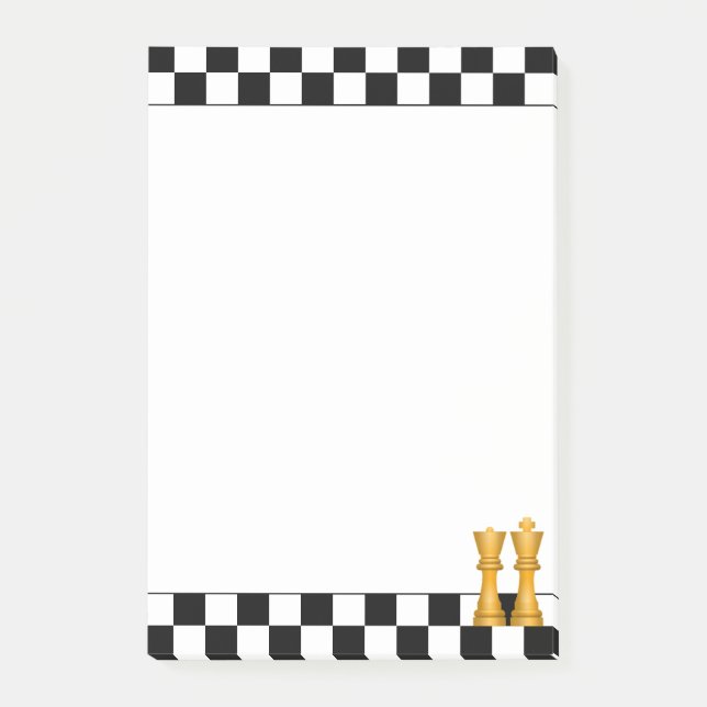Golden Queen & Kung på Black & White Chess Post-it (Framsida)