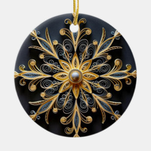 "Golden Quilled Snowflake Ornament" Julgransprydnad Keramik
