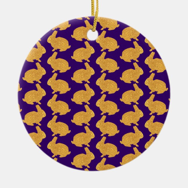 Golden Rabbits Julgransprydnad Keramik (Framsidan)