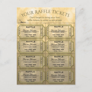 Golden Raffle Biljett Vykort