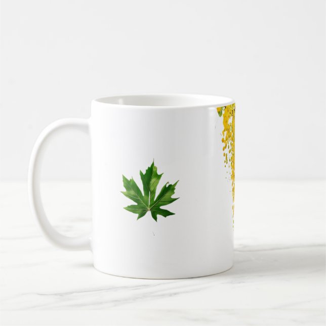 Golden Rain Cascade of Sunlight When Gold Falls Pe Kaffemugg (Vänster)