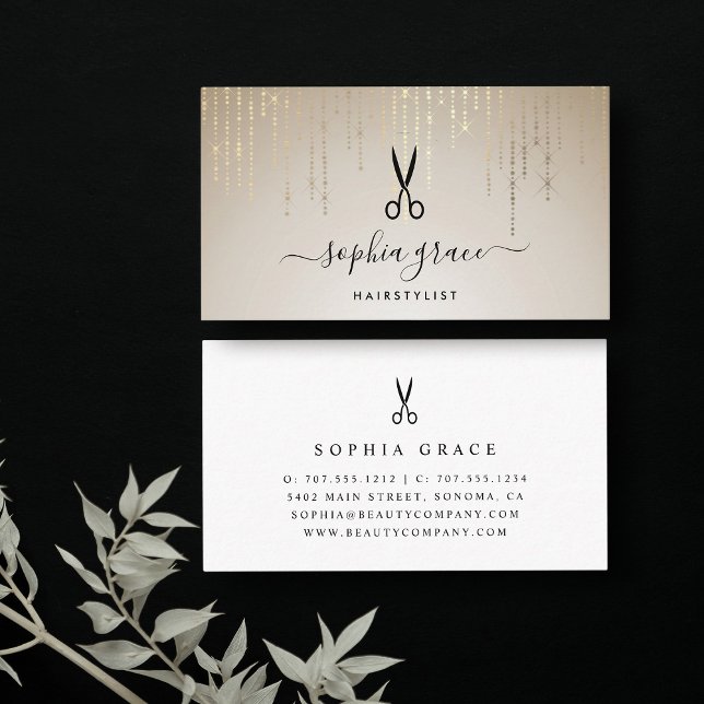 Golden Rain Hairstylist Scissors Visitkort (Skapare uppladdad)