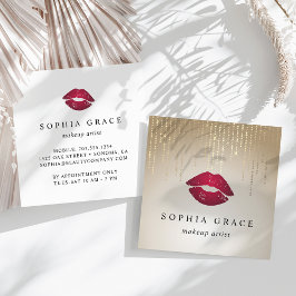 Golden Rain Makeup Artist Läppar Fyrkantigt Visitkort