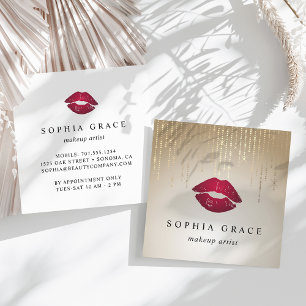 Golden Rain Makeup Artist Läppar Fyrkantigt Visitkort
