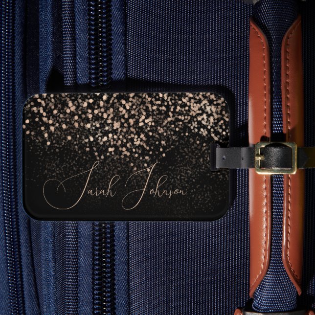 Golden Rain Personlig Namn/Bagagetag - svart Bagagebricka (Framsida Insitu 4)