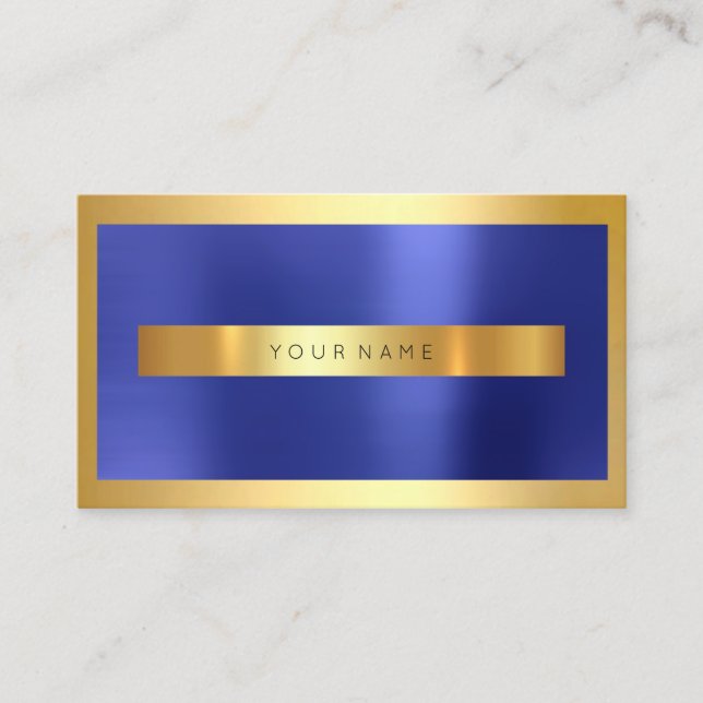 Golden Ram Cobalt Metallic Indigo Blue Minimal Visitkort (Framsida)