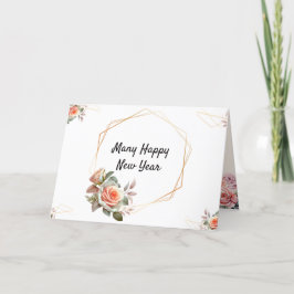 Golden ram , elegant blommigt vikt i nyårskort tack kort