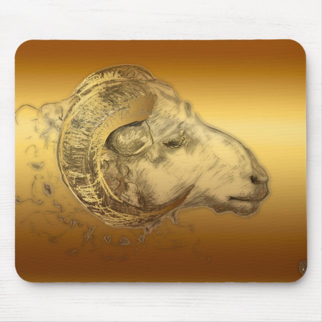Golden Ram eller Aries Chinese Western Zodiac Mous Musmatta (Framsidan)