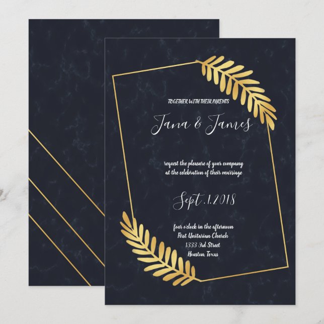 Golden Ram flottan bak bröllop Inbjudningar (Fram/baksida)