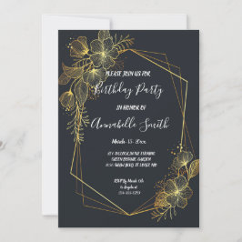 Golden Ram Navy back Födelsedagsfest Inbjudningar