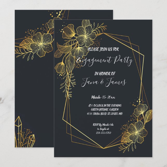 Golden Ram Navy back Förlovning Inbjudningar (Fram/baksida)