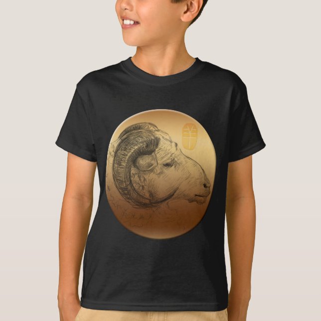 Golden Ram Year Chinese Astrologue Zodiac K Shirt Tee (Framsida)