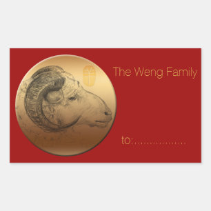 Golden Ram Year - Chinese Astrology Rektangulärt Klistermärke