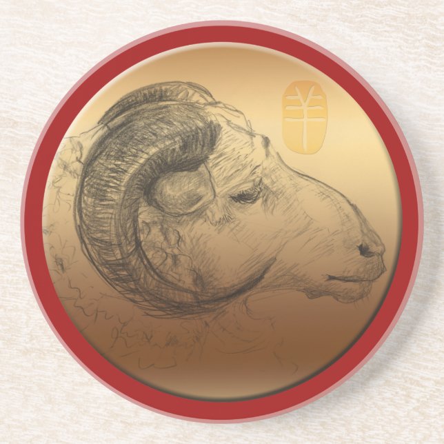 Golden Ram Year - Chinese Astrology Underlägg (Framsidan)