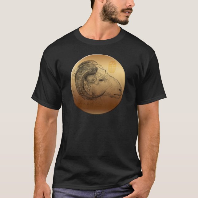 Golden Ram Year Chinese Astrology Zodiac B Manar T Tee (Framsida)