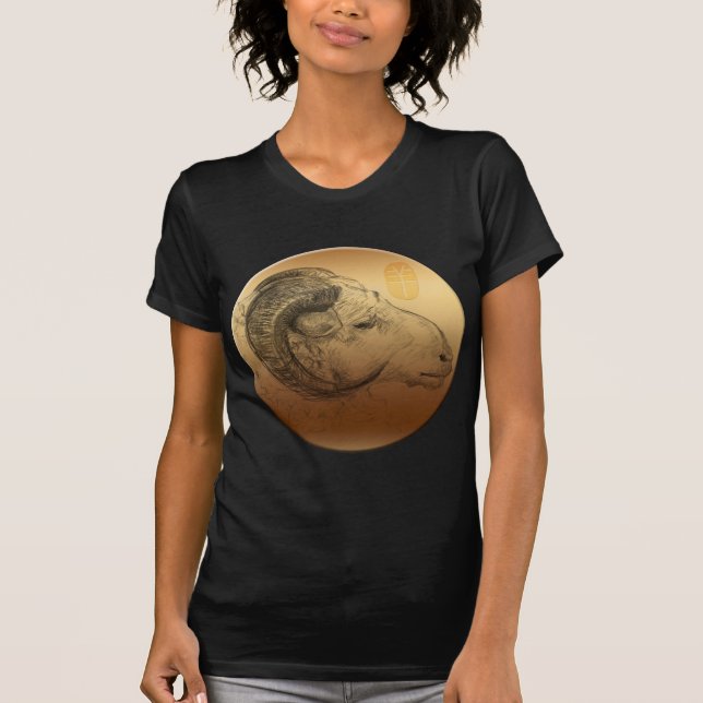 Golden Ram Year Chinese Astrology Zodiac Women BT Tee Shirt (Framsida)