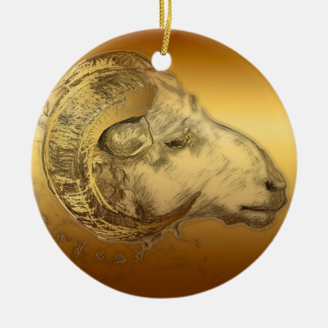 Golden Ram Year Chinese Zodiac Aries R Ornament (Framsidan)