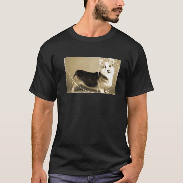 Golden Ratio Corgi Fibonacci Spiral Math T Shirt (Framsida)