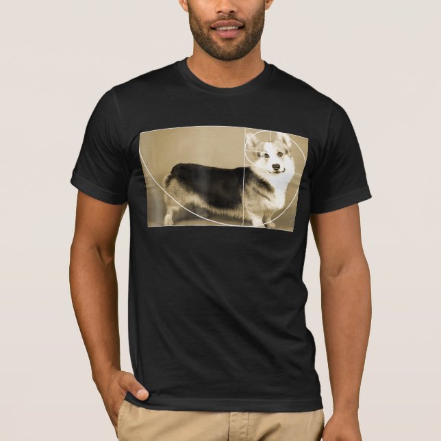 Golden Ratio Corgi Fibonacci Spiral Math Tee (Framsida)