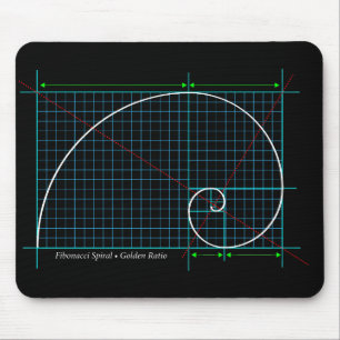 Golden Ratio, Fibonacci Spiral, Färg Teckning Musmatta