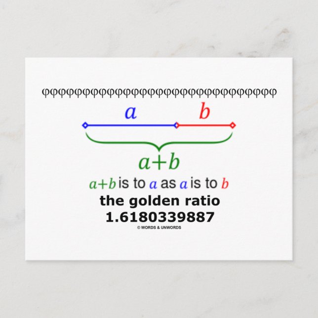 Golden Ratio (matematik 1.6180339887) Vykort (Framsida)