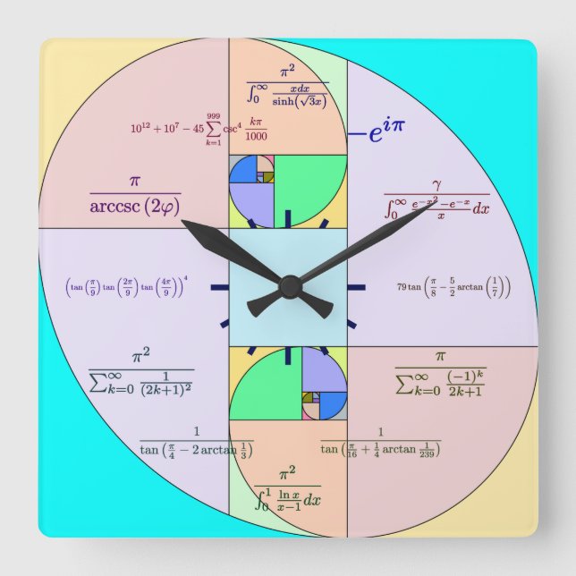 Golden Ratio Math Clock Fyrkantig Klocka (Framsida)