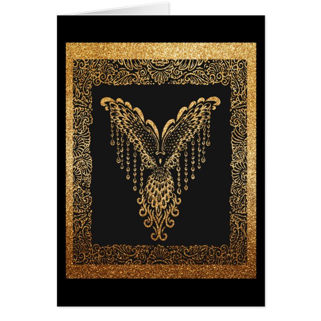 Golden raven hälsningskort (Framsidan)