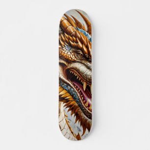 Golden Realistic Dragon Poster Mini Skateboard Bräda 18,5 Cm