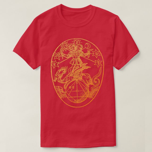 Golden Rebis Vintage Alchemy Illustration T Shirt (Design framsida)