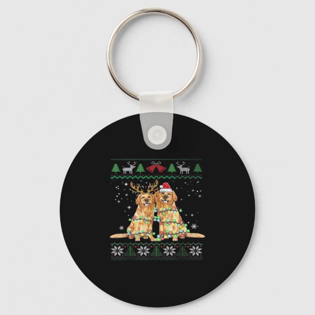 Golden Recever Ugly jul Hund Funny Christma Nyckelring (Framsida)