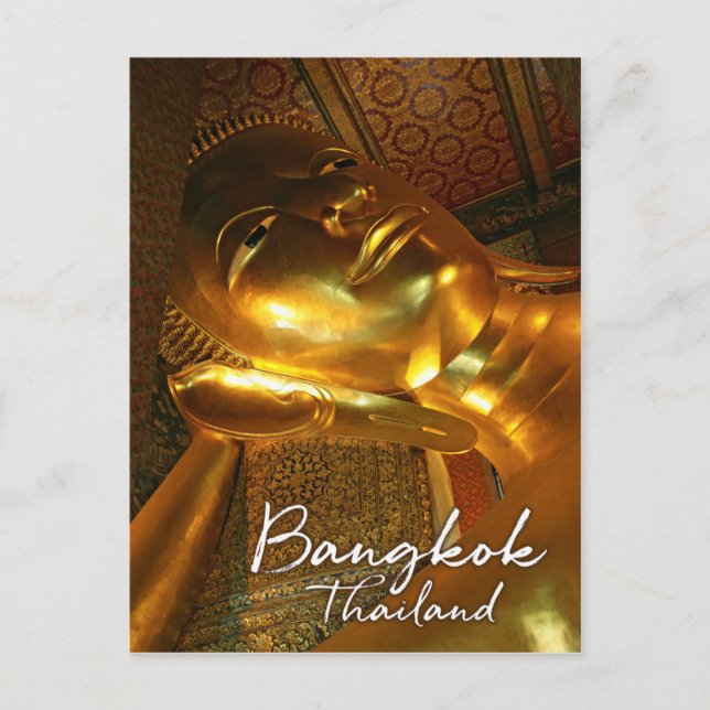 Golden reclining buddha, Bangkok Thailand Vykort (Framsida)