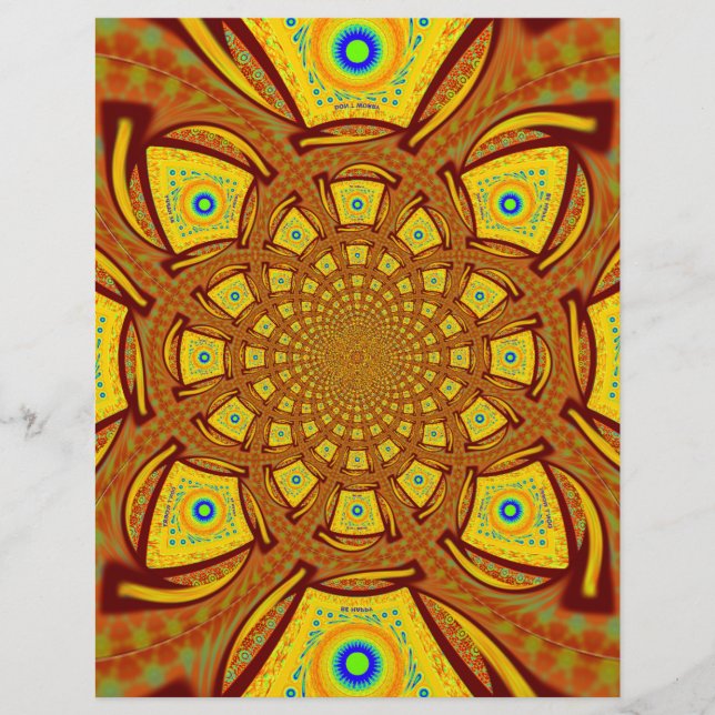 Golden Red African Mandala Traditional färg Art (Framsida)
