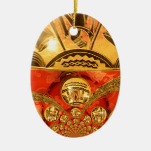 Golden Red African Tradition Julgransprydnad Keramik