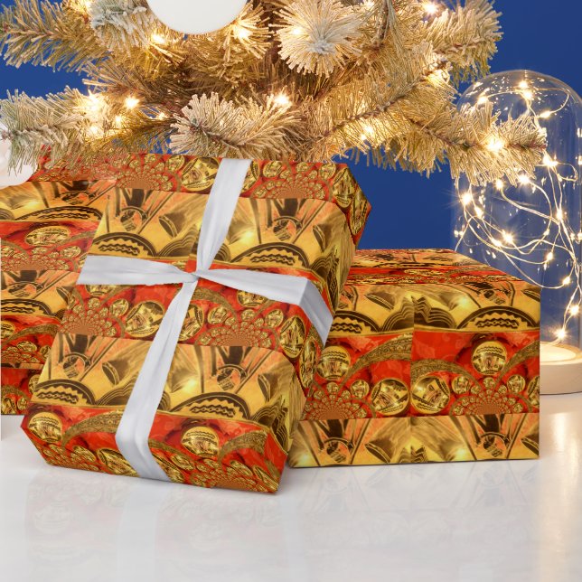 Golden Red African Tradition Presentpapper (Helgdagar)