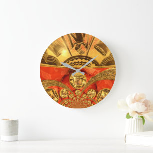 Golden Red African Tradition Stor Klocka