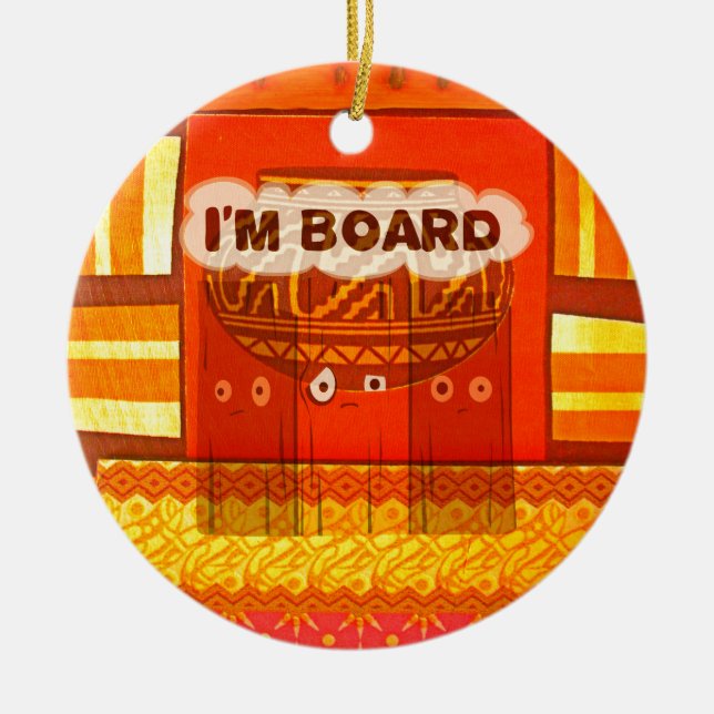 Golden Red African Traditional Färg Funny Am bor Julgransprydnad Keramik (Framsidan)